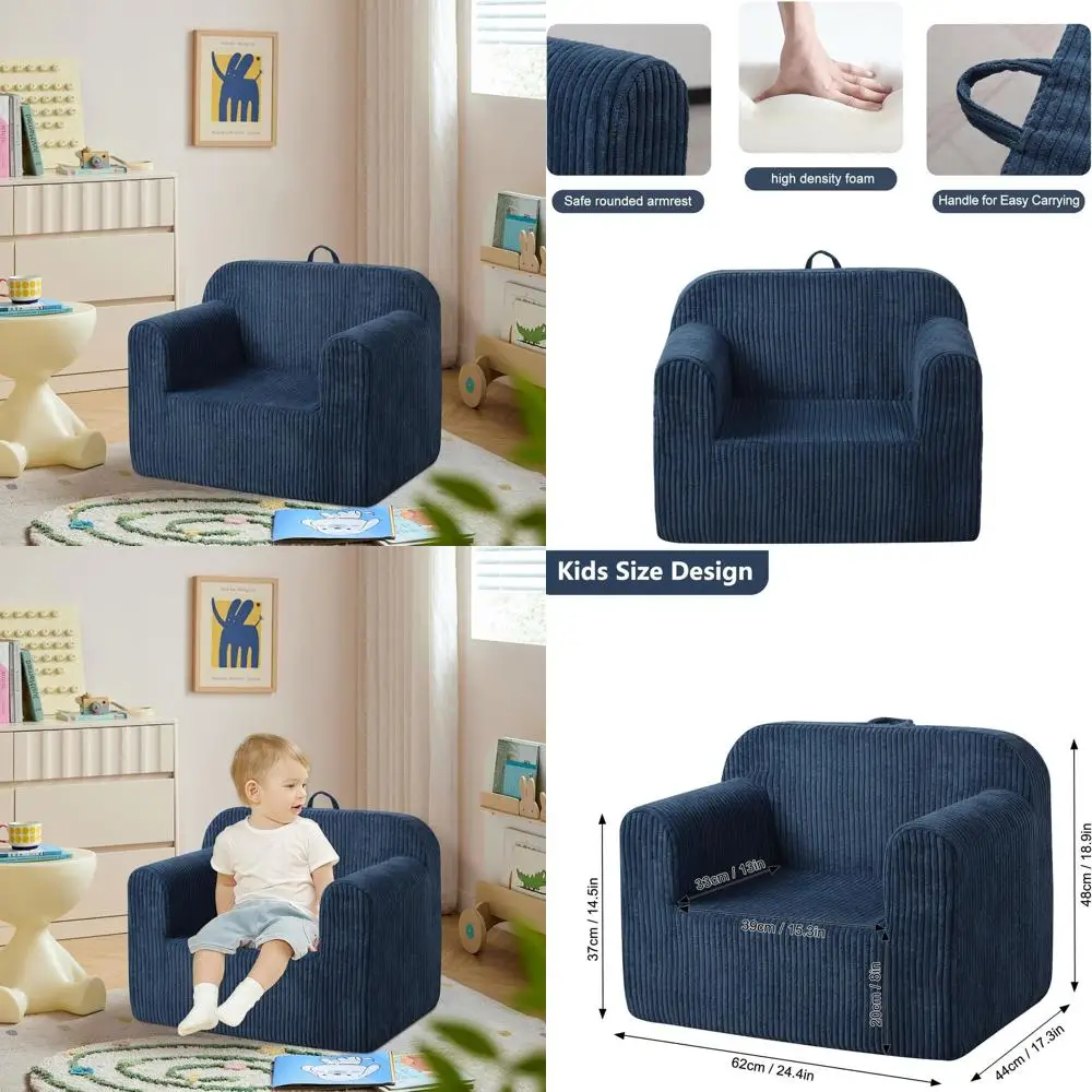 

Toddler Sofa Set - OAM Kids, Comfortable Couch and Armchair for Boys & Girls in Blue