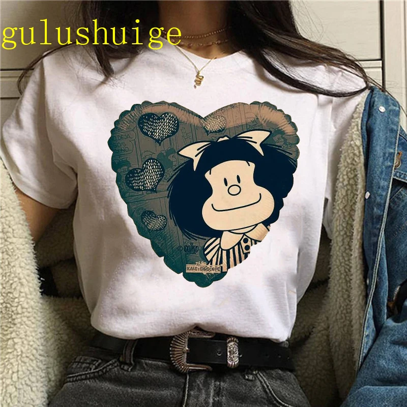 Mafalda t-shirts women harajuku Japanese anime top female 2000s manga clothes