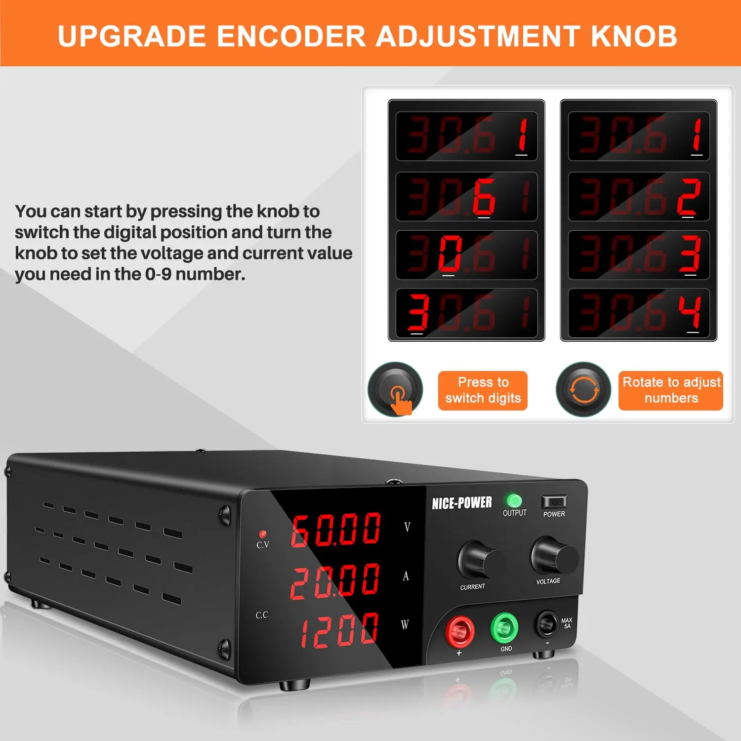 60 فولت 20A 48 فولت مختبر التيار الكهربائي تيار مستمر قابل للتعديل 30 فولت 20A مصدر الطاقة 15 فولت 60A الناتج 600 واط 900 واط 1200 واط لإصلاح شحن البطارية