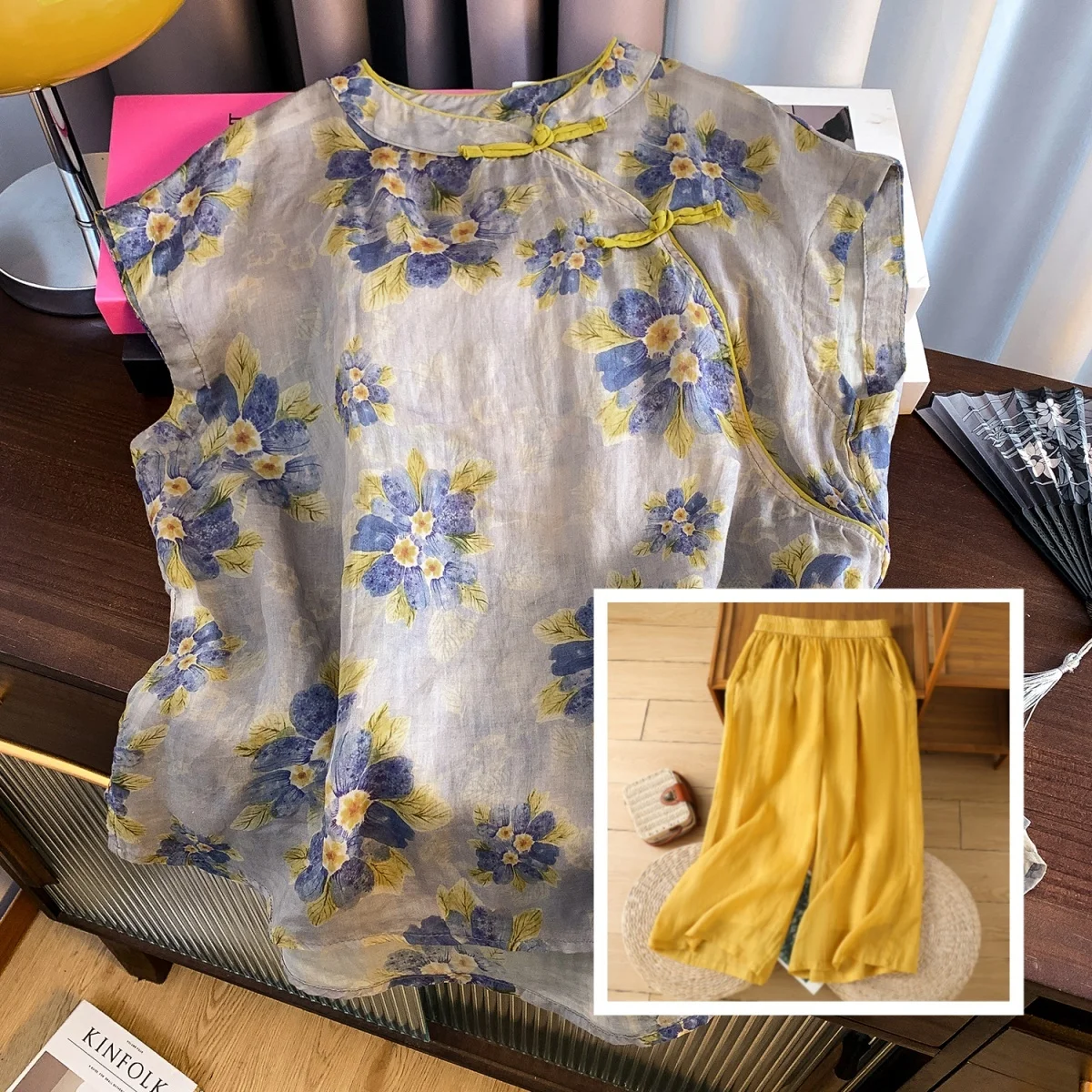 

Korean Style plus Size Women's Casual Shirt And Pants Two-Piece Set Fashionable And Elegant Spring Summer New Arrival