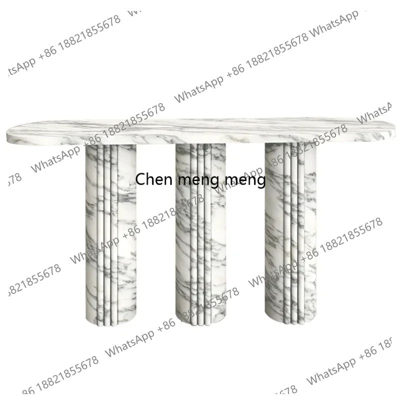 Big flower white marble entrance table light luxury minimalist entrance table against the wall living room end view table