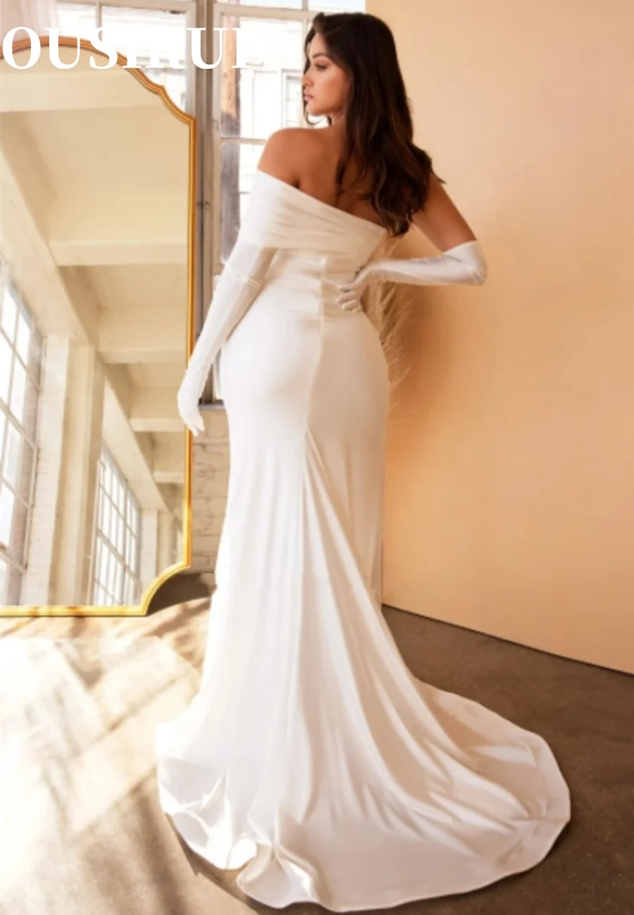 فساتين زفاف OUSIRUI بكتف واحد بدون أكمام سويب تراين رومانسية بدون حمالات حورية البحر زي العرائس رداء De Mariée