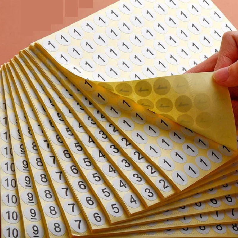 Pegatinas de números autoadhesivas, 1 a 60 etiquetas redondas para suministros escolares, Clasificación del hogar al aire libre