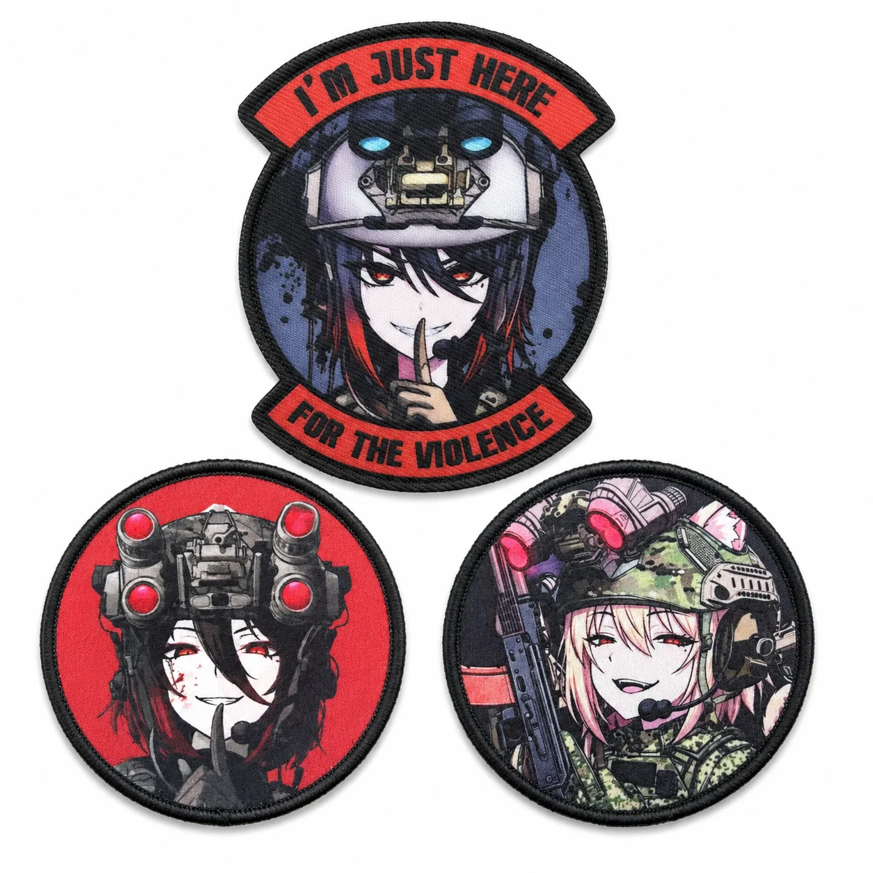 Patch Morale Tactical Military Hook Loop - 3 Stück Anime-Mädchen-Patch, taktischer bedruckter Moral-Patch