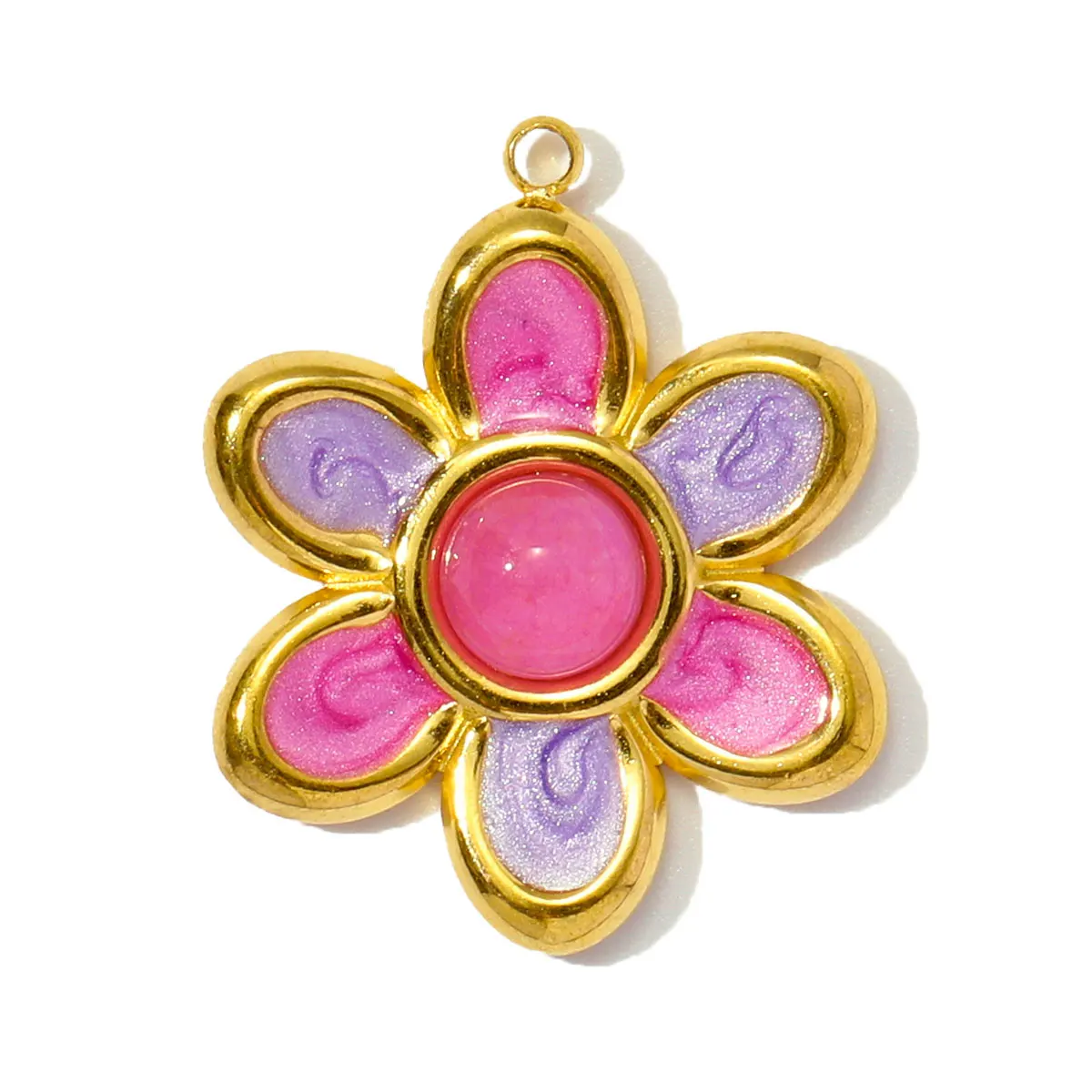 

3Pcs/Lot Stainless Steel Flower Heart Charms Enamel Pendants For DIY Making Earrings Necklace Earring Accessories Wholesale
