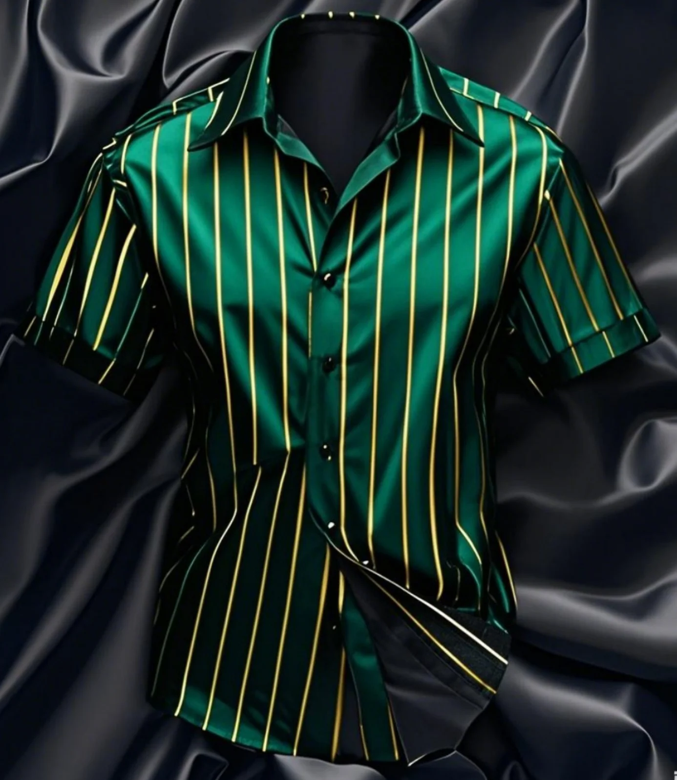 ファッションメンズストライプシャツスタイリッシュカジュアルアウトドア半袖ラペルボタンソフトで快適な素材新しいホットセールプラスサイズ