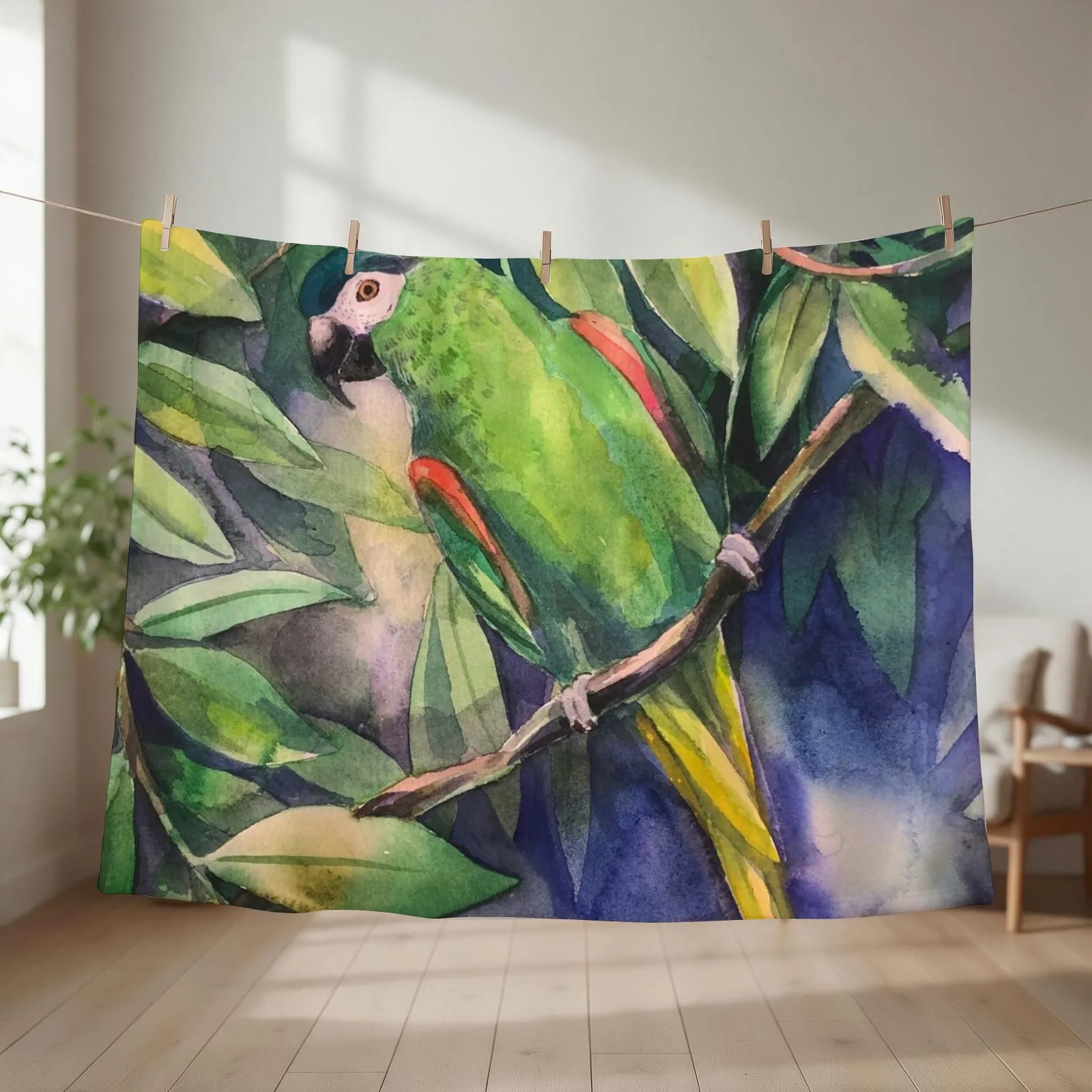 Hahn?s Macaw Throw Blanket couch cozy soft plush fuzzy picnic outdoor blanket