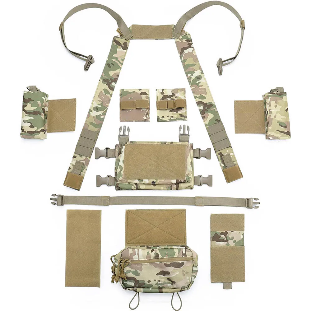 Outdoor Tactical Vest with MultiFunctional MOLLE Multi-Pocket Quick Release Chest Rig for Hiking Camping Training Military