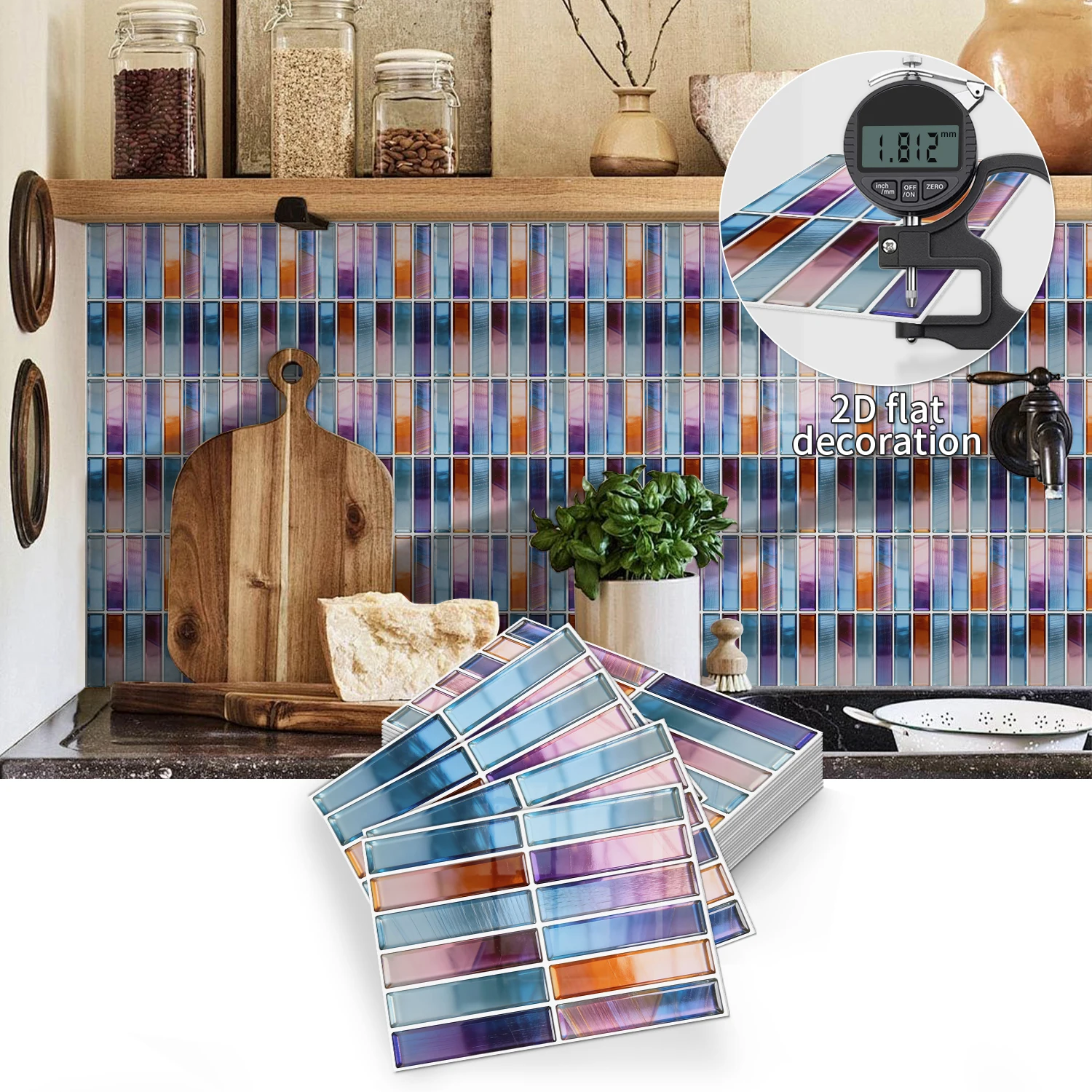 

Double color self-adhesive tile stickers with thickened splash proof, waterproof, and oil resistant interior decoration stickers