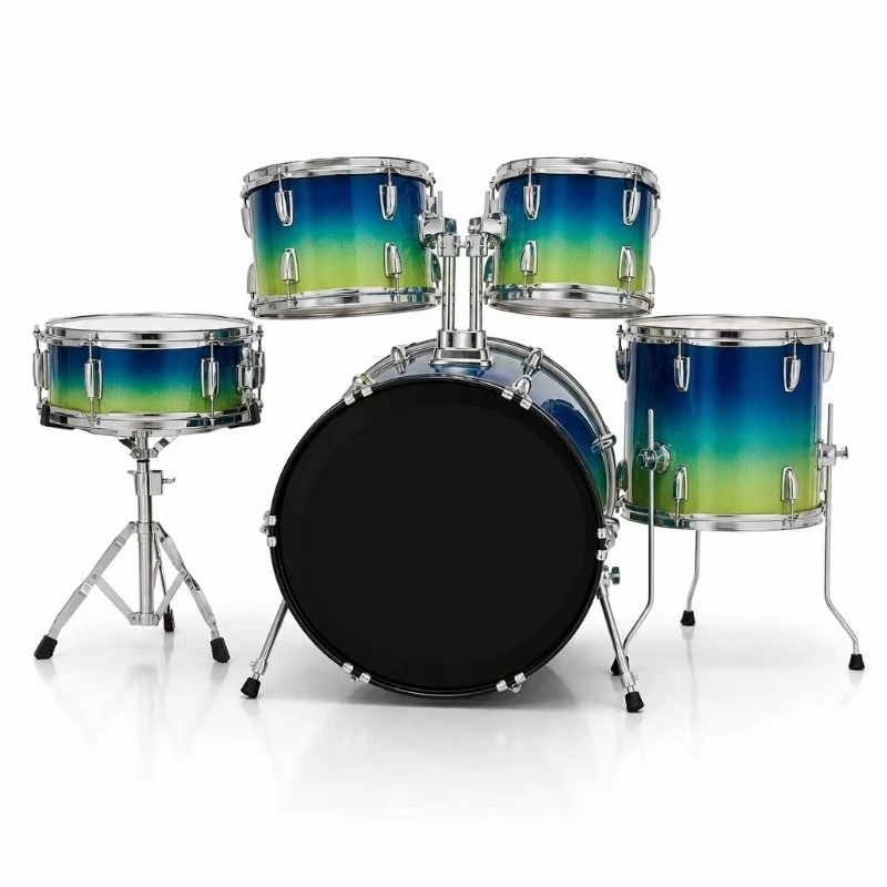 Gradient Blue 5-Piece Drum Set 3 Silent Cymbals Low Volume Home Practice Kit