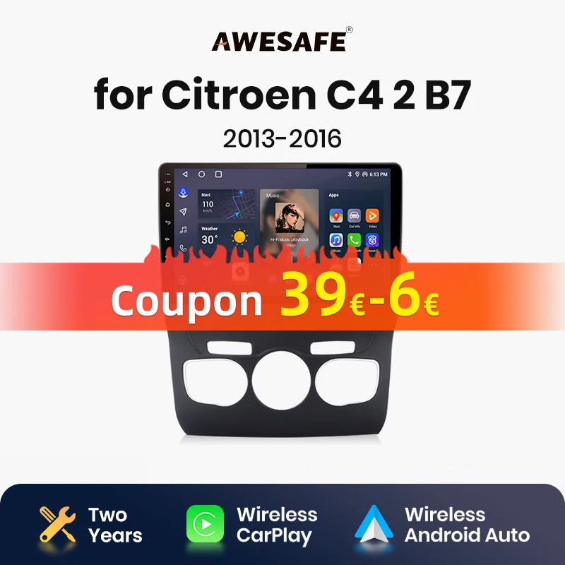 AWESAFE Wireless CarPlay Android Auto Radio for Citroen C4L 2013 2014 2015 2016 2017  GPS 2din autoradio