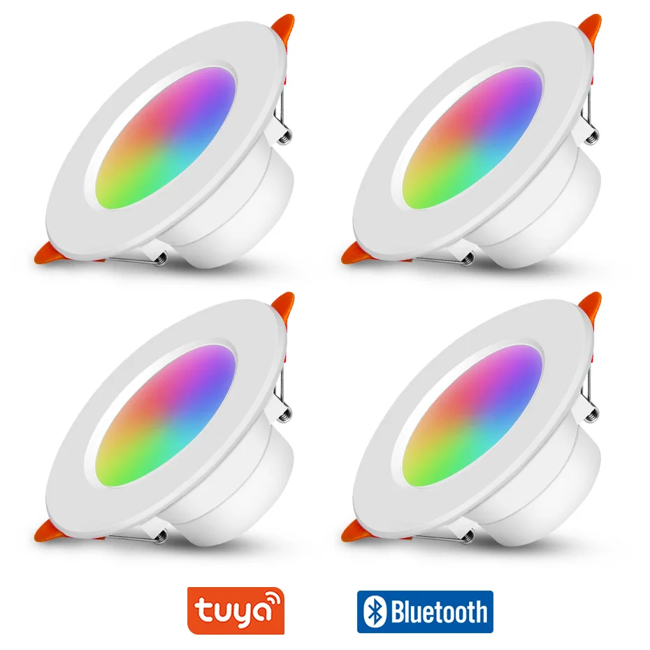 

Tuya Bluetooth Smart LED Downlight Внутренний RGB-прожектор 110 В 220 В Потолочный светильник с регулируемой яркостью вниз Музыкальный режим для домашнего освещения