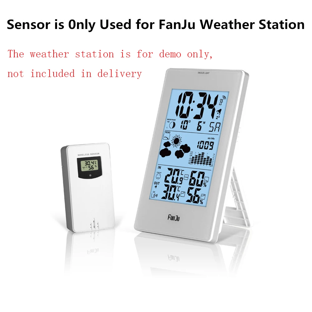 

Digital Temperature Humidity Meter Wireless Sensor Hygrometer 433.92MHz Thermometer for FanJu Weather Station(only sensor)