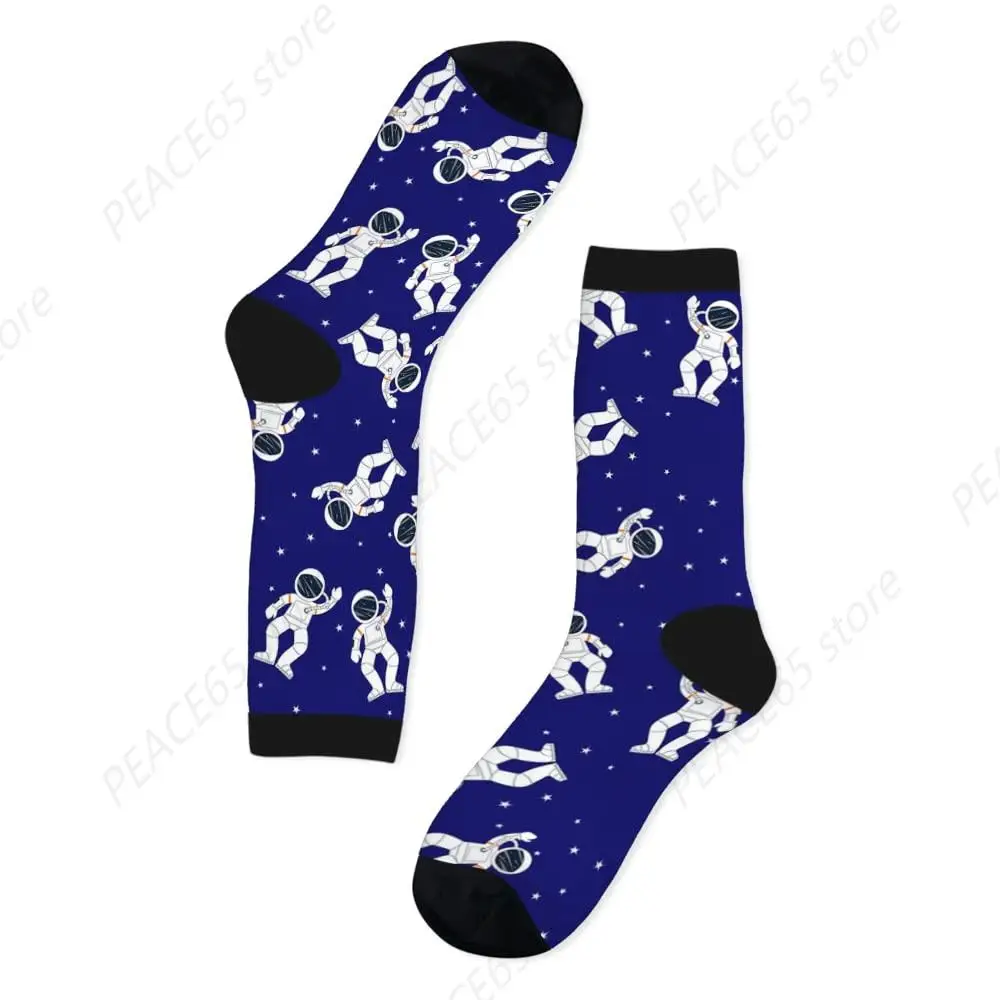 Astronaut Funny Socks Galaxy Cosmos Rocket and Alien Space Clouds Cartoon Colorful Comic Style Novelty Casual Crew