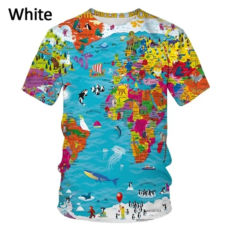 World Map Men's Fashion 3D Printed T-shirt Casual Fun Short Sleeve Novelty Men's Graphic T-shirt  Tees Y2k Tops Mens Clothing view 4