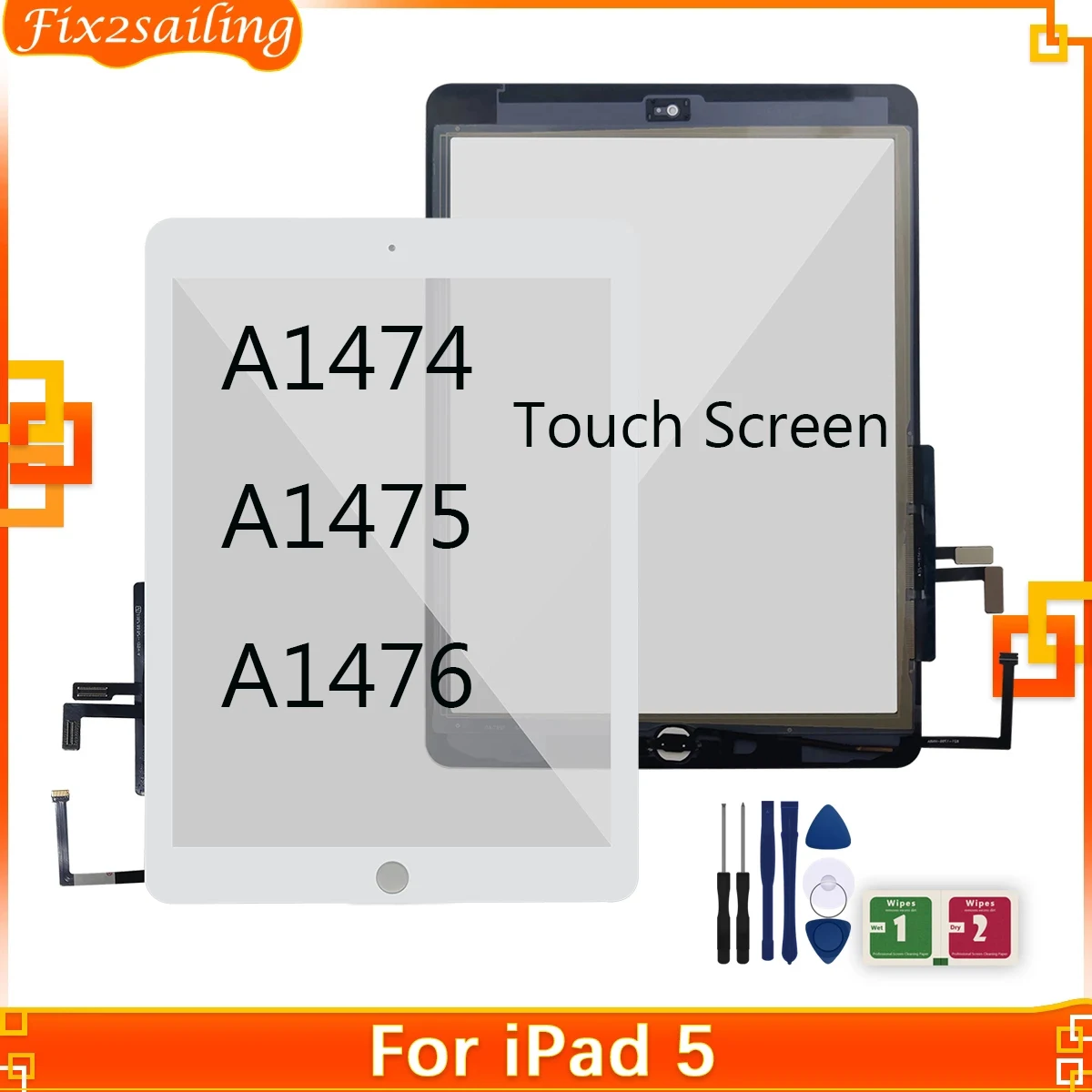 For iPad 5 A1474 A1475 A1476 Touch Screen Digitizer Front Glass Panel Replacement For ipad 5 Touch Screen