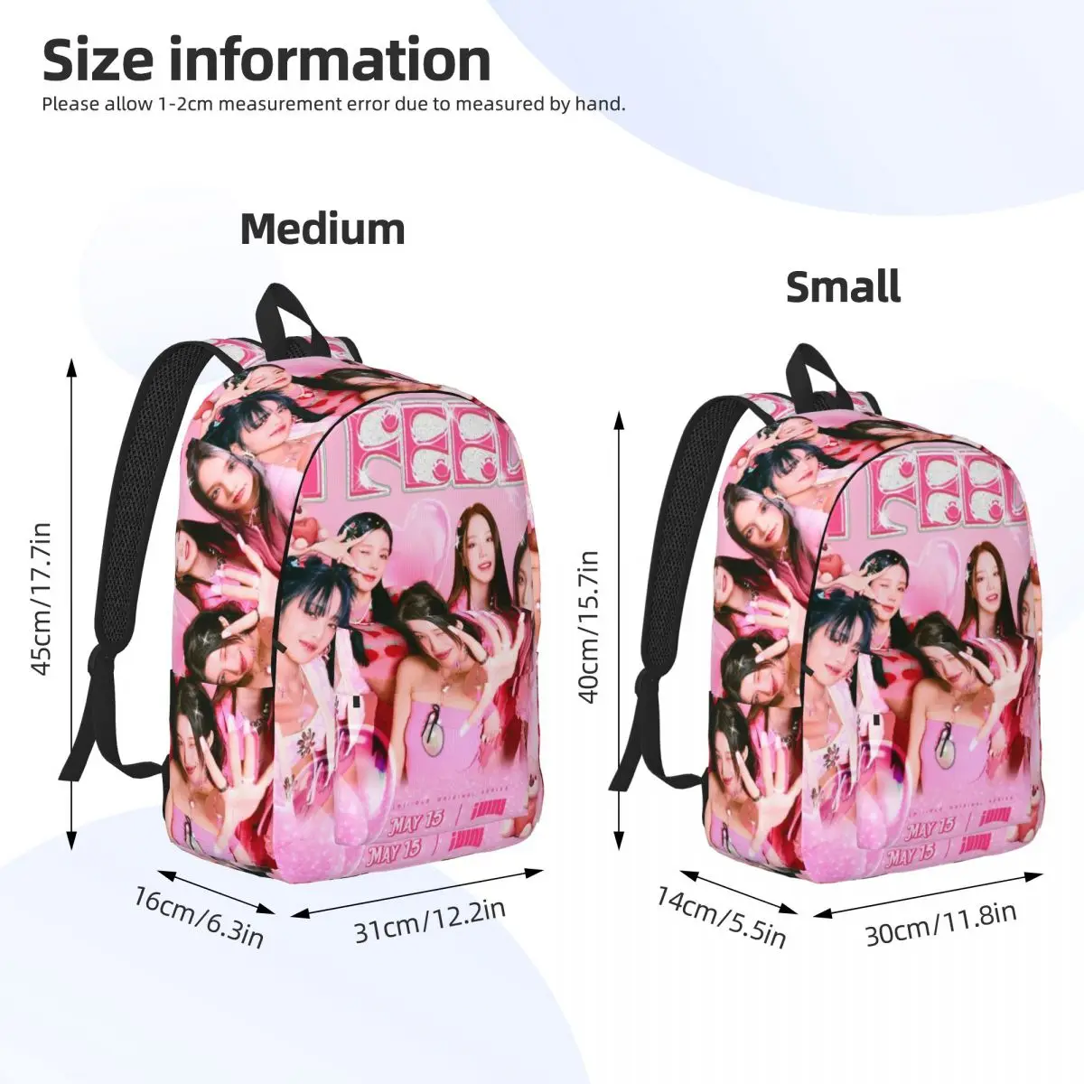 Mochila Clássica K-Pop com Bolso, High School Hiking, Mochila de Viagem para Homens e Mulheres, Sacos de Lona Universitária G, I-Dle, Grupo Feminino