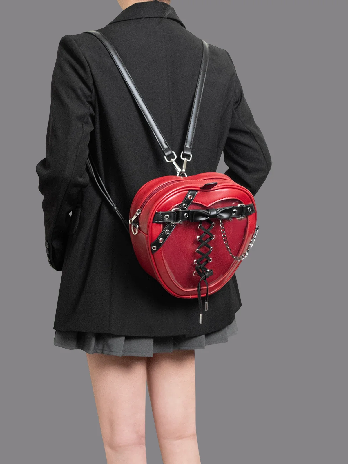 Cute Sweet Fashion Red Itabag Leather Shoulder Bag Bolso Bow Gothic Crossbody Bag Backpack Schoolbag