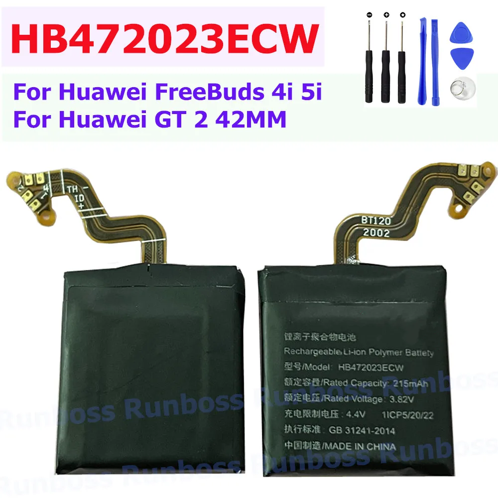 HB472023ECW Battery 215mAh For Huawei FreeBuds 4i 5i Bluetooth Headset Charging Box ,For Huawei GT2 smartwatch GT 2 42MM Battery