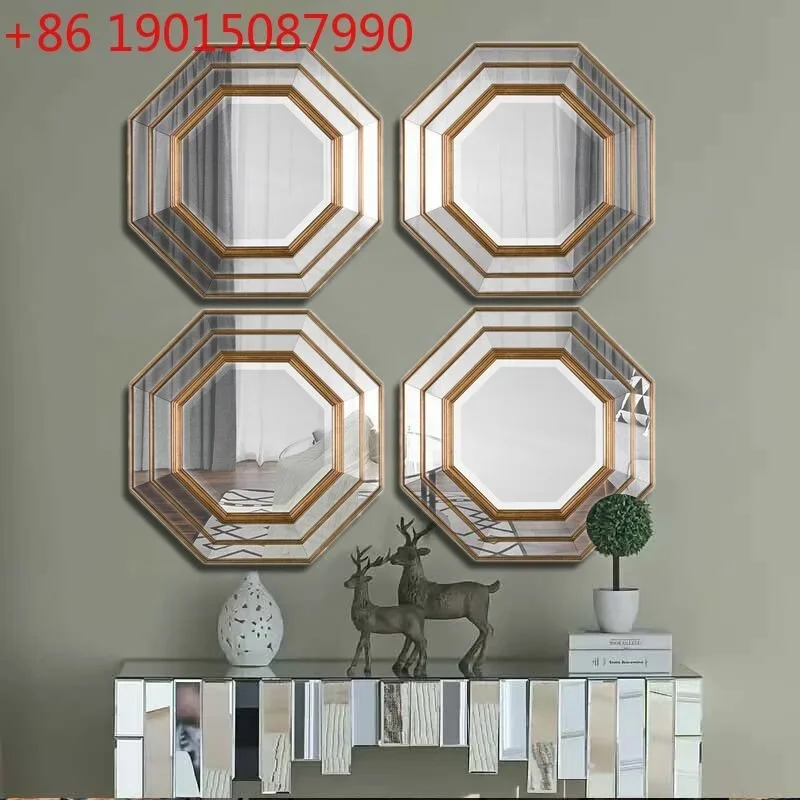 New Chinese style wall decorative mirror dining room wall hanging combination decorative mirror light luxury model room