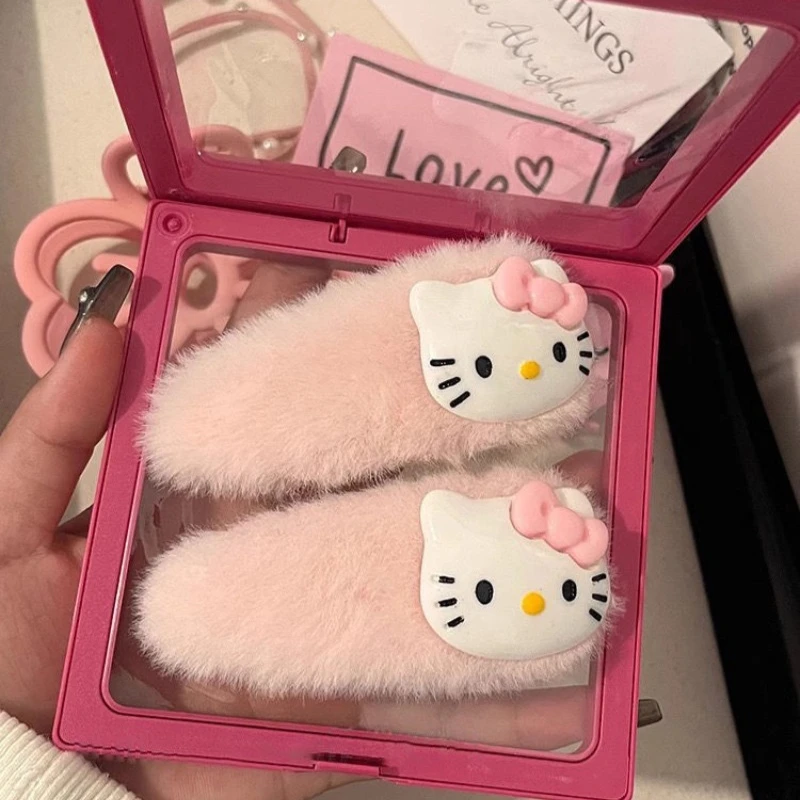 

Kawaii Sanrio Hello Kitty Cute Pink Plush Large Cartoon Hairpin Anime Figure Christmas Gift Kids Toys