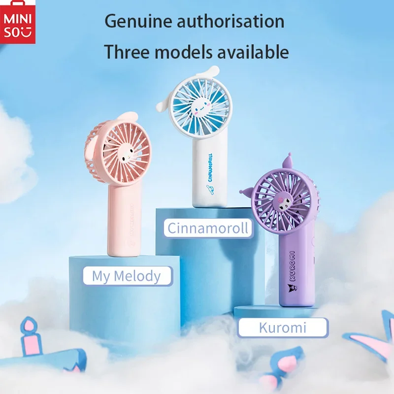 

MINISO Sanrio Series Melody Kuromi Yuki Dog Handheld Mini Fan Genuine spot home usb rechargeable handheld fan Cute and small