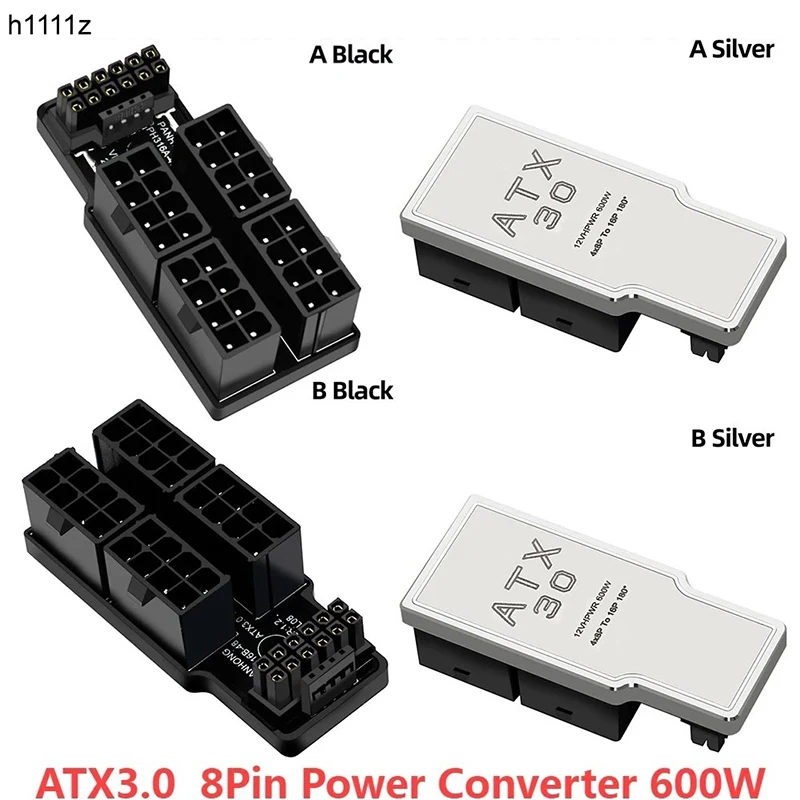 ATX3.0 Power Adapter Connector 4X 8Pin Female to Male 12VHPWR 12+4P 600W 180° Angled for RTX4090/RTX4080 16GB/12GB Graphics Card