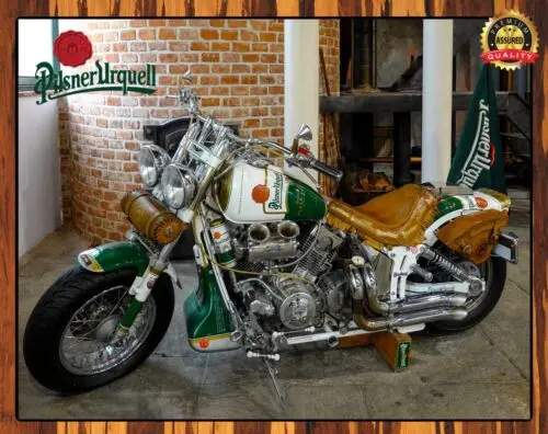 Pilsner Urquell - Motorcycle - Rare - Metal Sign