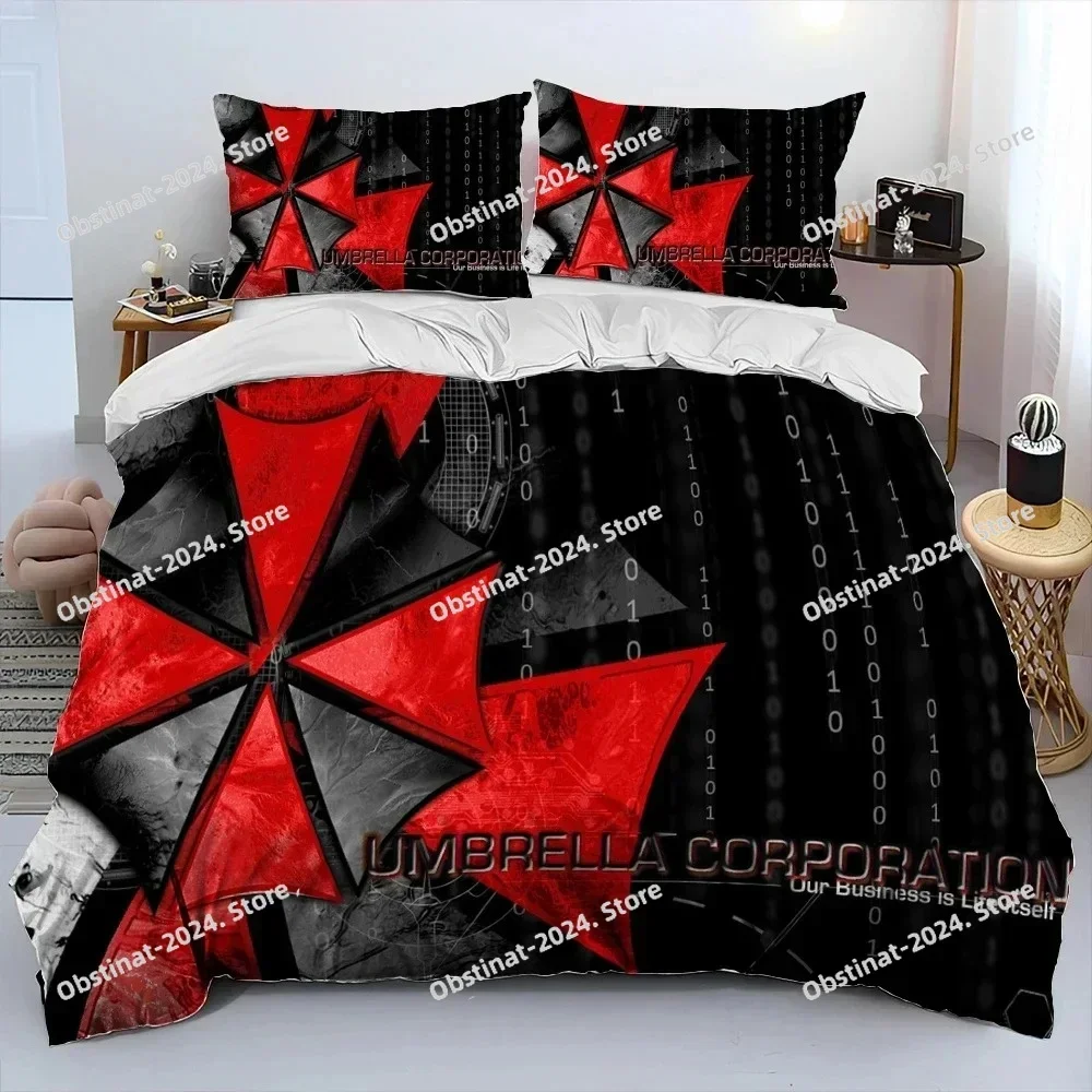 3D R-Resident Evil Games Gamer Comforter Bedding Set,Duvet Cover Bed Set Quilt Cover Pillowcase,king Queen Size Bedding Set Boys