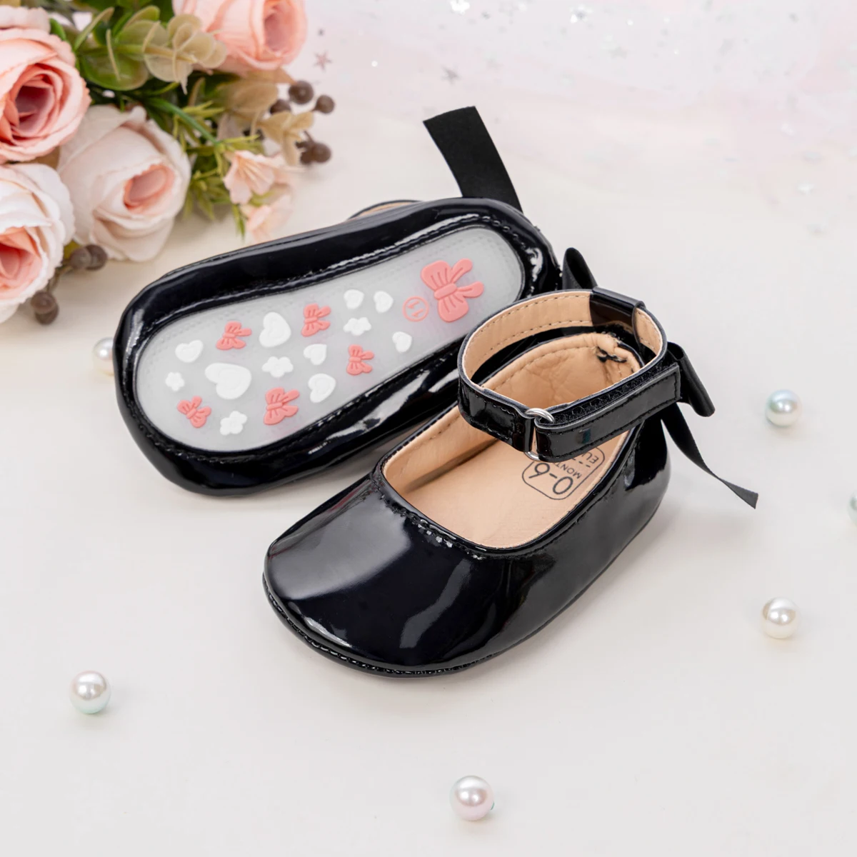 Baby Mädchen Mary Jane Ballerinas aus Lackleder mit Schleife, Prinzessinnen-Kleiderschuhe, rutschfeste weiche Sohle, für Kleinkinder, Prewalker, Party – Detail 27