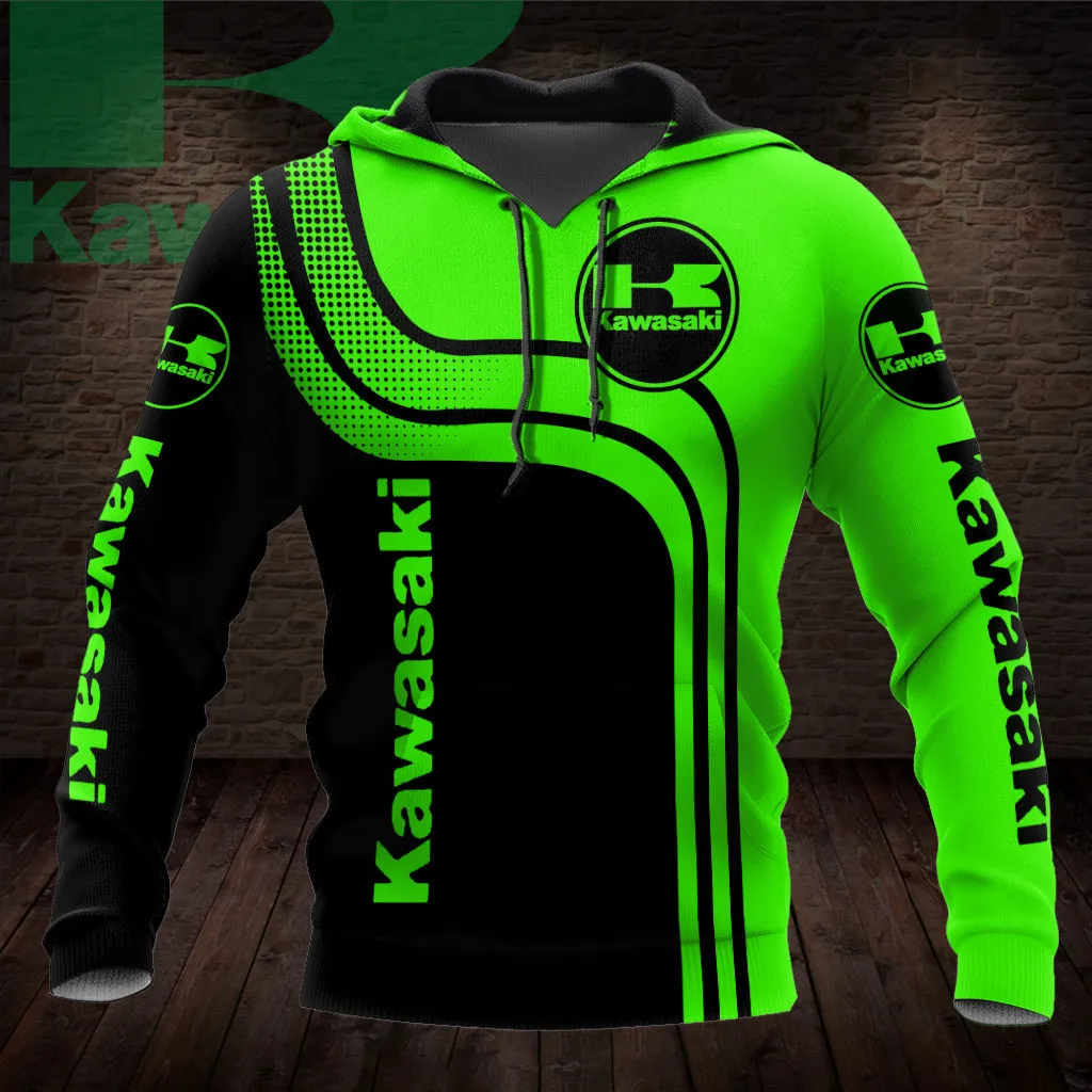 Kawasaki Motorcycle Uniform Sweatshirt High-quality Oversized Hoodie Mens Clothing Racing Suit Extreme Sports Street Child Men's