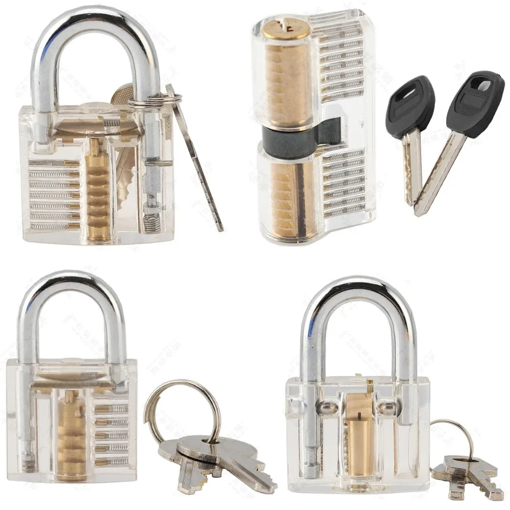 1pcs Locksmith Transparent Locks Pick Visible Cutaway Mini Practice View Padlock Hasps Training Skill For Furniture Hardware