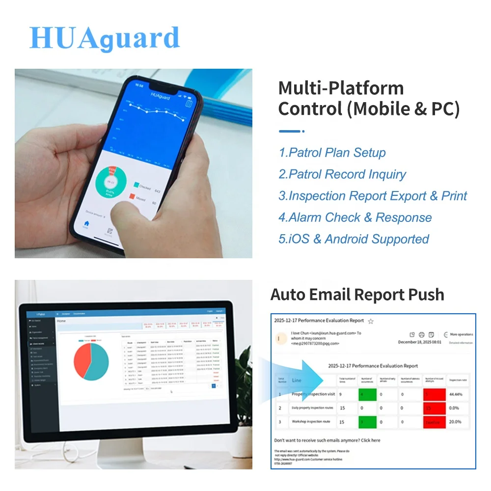 HUAguard HUA-K2 4G Security Guard System OLED Display 1800mAh Battery Real-Time Patrol Data Upload For Guard Patrol 5
