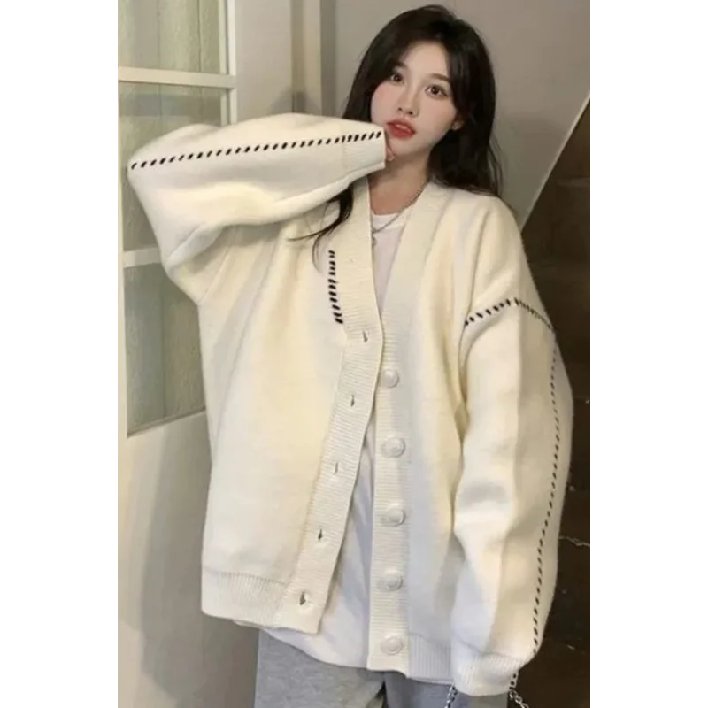 

Spring Autumn Long Sleeve Sweater Women's Clothing Knitted Cardigan Hot Selling Popularity V-neck Versatile Fashion Comfortable