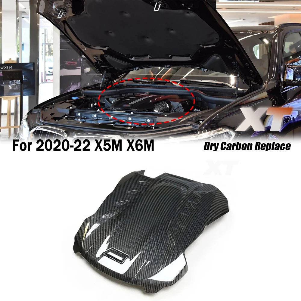 Dry Carbon Inner Engine Hood Cover For BMW 2020-22 F95 X5M F96 X6M Pre-Lci S63 4.4T Forged Hood Bonnet Protector Replacement