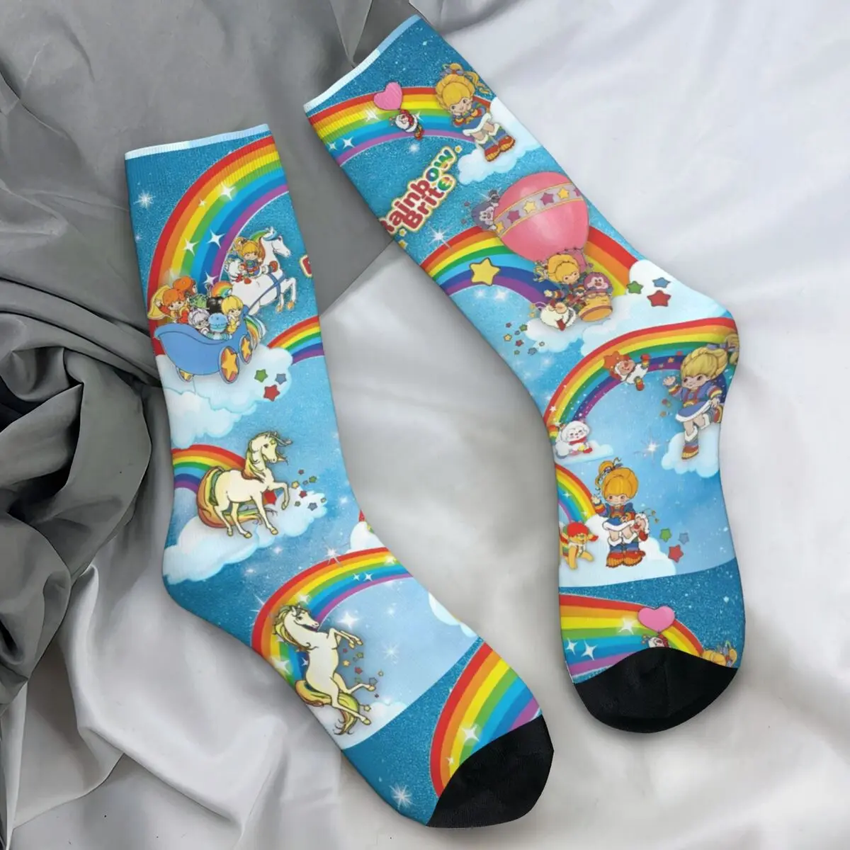 Rainbow Brite Socks Cartoon Television Funny Stockings Winter Non Slip Women Men Socks Soft Breathable Printed Outdoor Socks