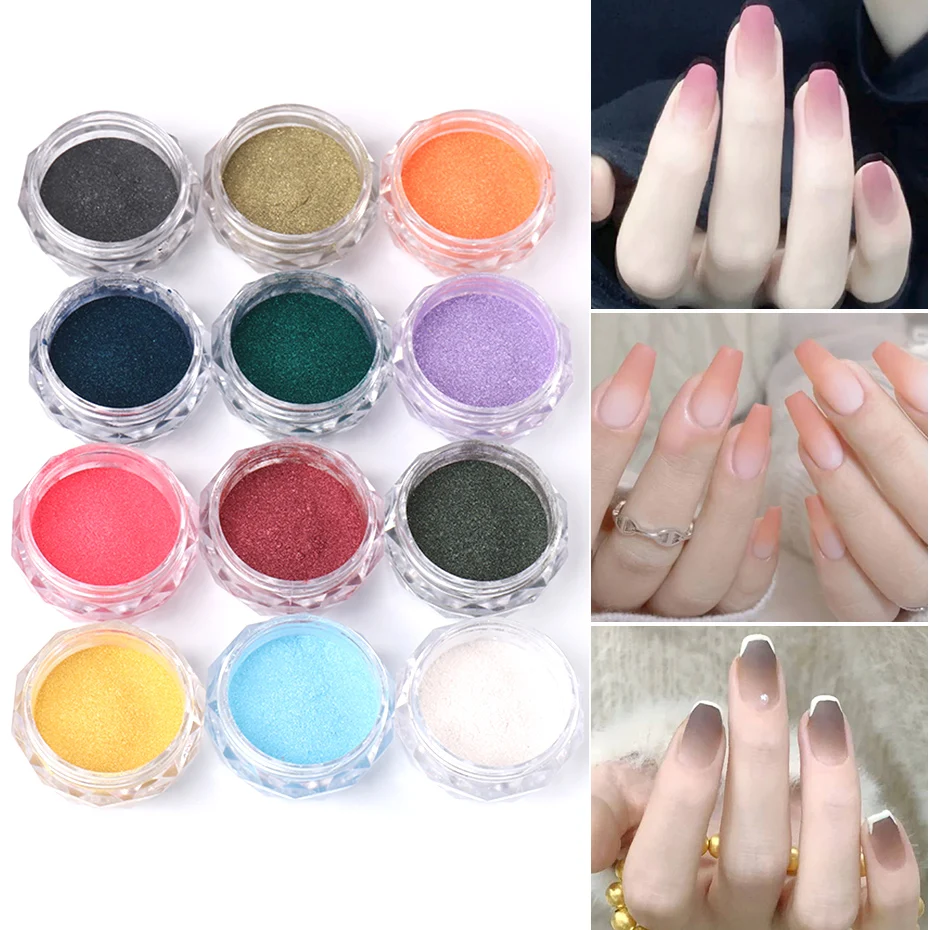 

12pcs Gradient Nail Glitter Powder Set Neon Bloom Pigment Macaron Color Fine Chrome Rubbing Dust Ombre Manicure Decoration BES97