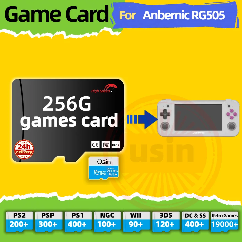 

Game Card For Anbernic RG505 RG556 RGCUBE TF Retro Games PS2 PSP PS1 Android portable Handheld Gaming SD Card High Speed 256G