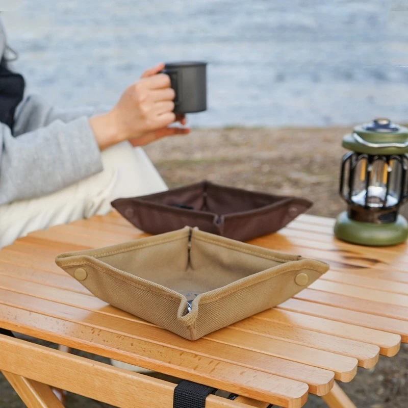 Foldable Camping Storage Tray Outdoor Oxford Cloth Portable Sundries Organizer Outdoor Desktop Storage Box