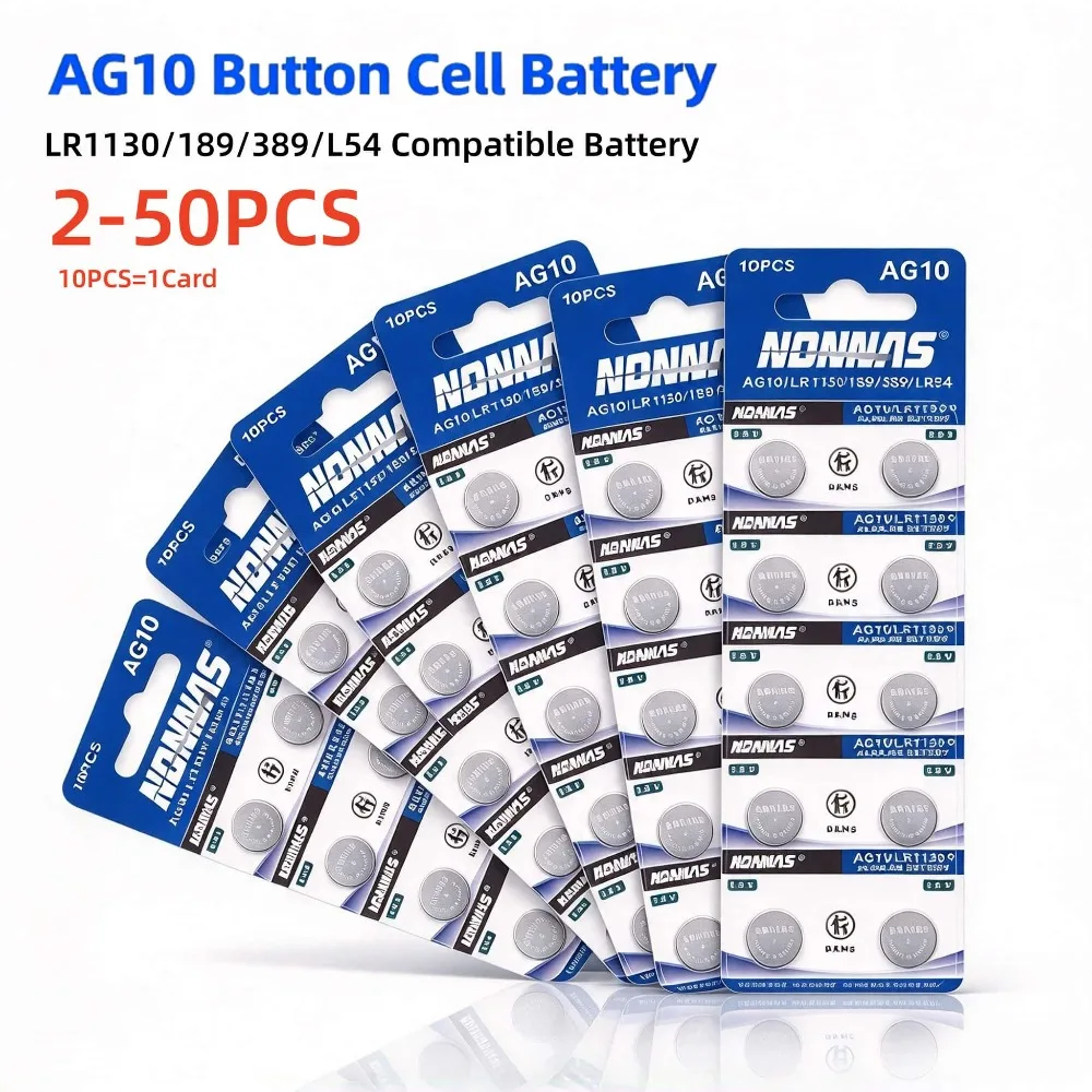 2-50PCS AG10 LR1130 1.55V High Quality Alkaline Button Cell Batteries,LR54/L1131/389A/D189,Long Lasting for Watch,Toy,Calculator