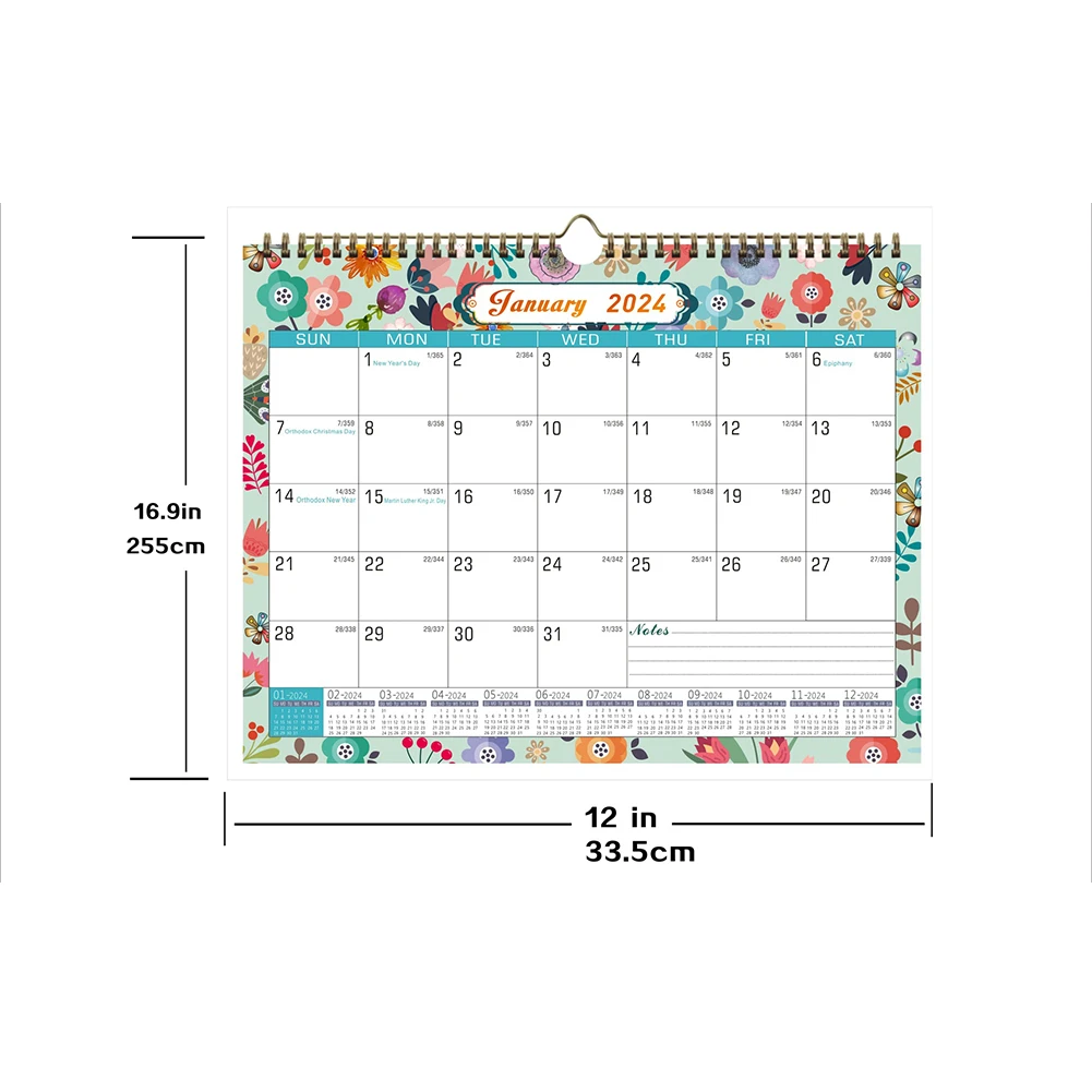 Grande Wall Calendar, Calendário Mensal Desk, 2024.1.-2025.6 Wall Hanging Schedule for Home, Agenda Organizer, 2024