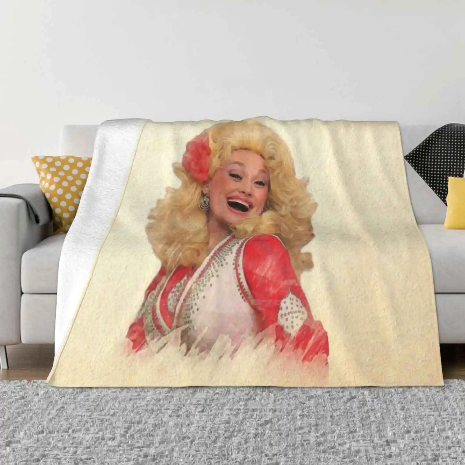 Dolly Parton-Watercolor Four Seasons Comfortable Warm Soft Throw Blanket Vintage Country Jolene Dumb Beauty Woman Cowgirl