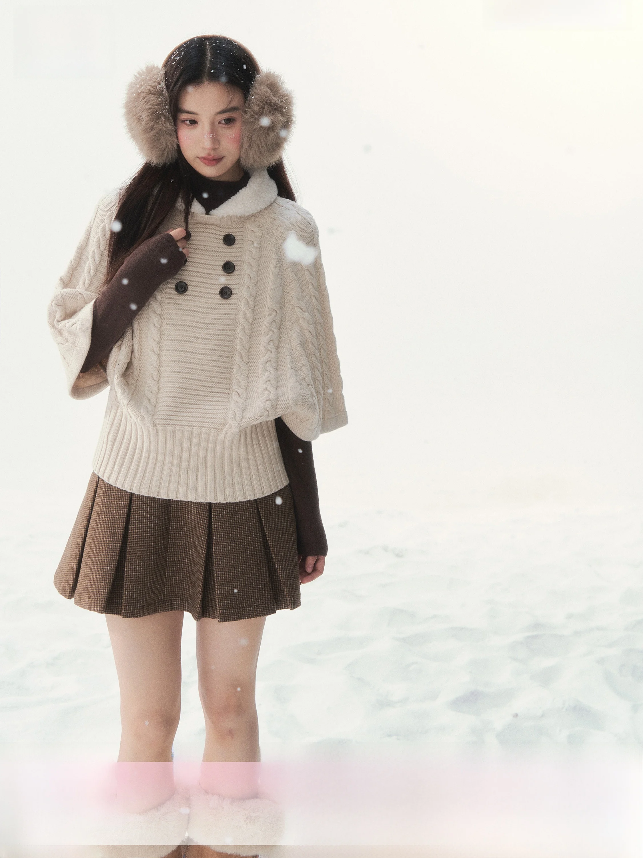 

SunsetPark Early Taste Knitted Wool Sweater Doll Collar Cowl Ne Spring Faion for Girls Polyester Fiber ort Length