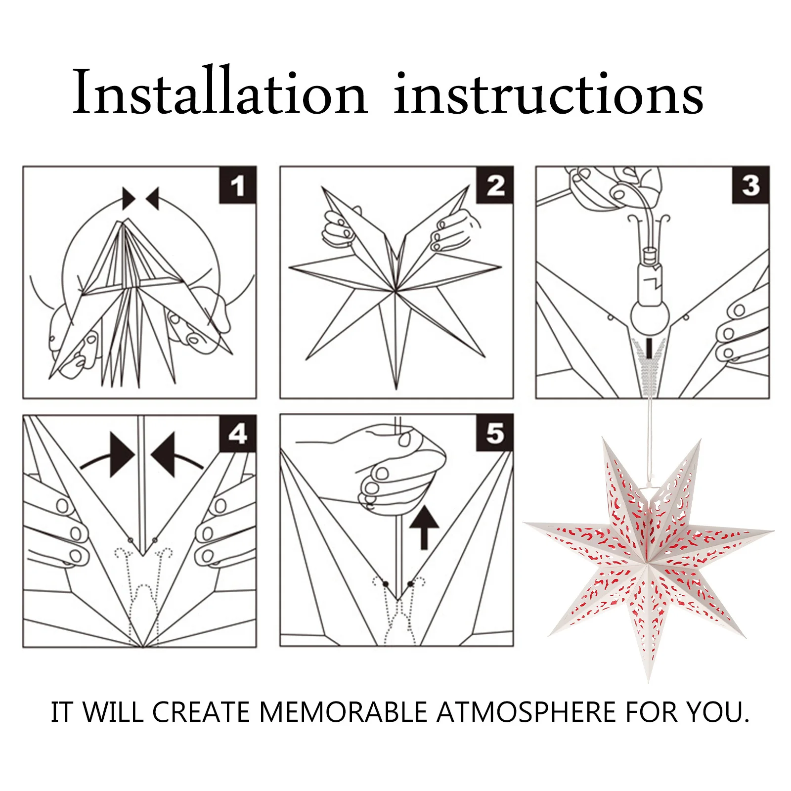 

2Pcs Star Shaped Hollow Paper Lantern Cover Festival Hanging Party Wedding Home Decoration Paper Lanterns Cover
