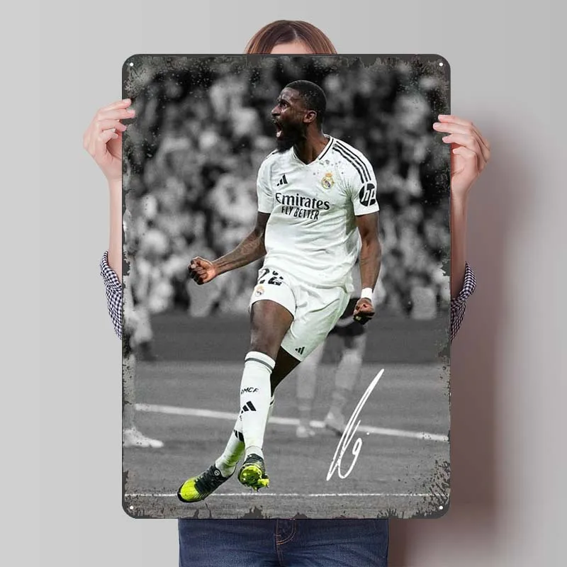 Antonio Rudiger Metal Poster Soccer Sports Custom Signs Gamer Room Decoration Home Metal Tin Sign for Wall Art Decoration Retro