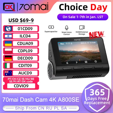 4K Dash Cam with GPS and Parking Mode 70mai