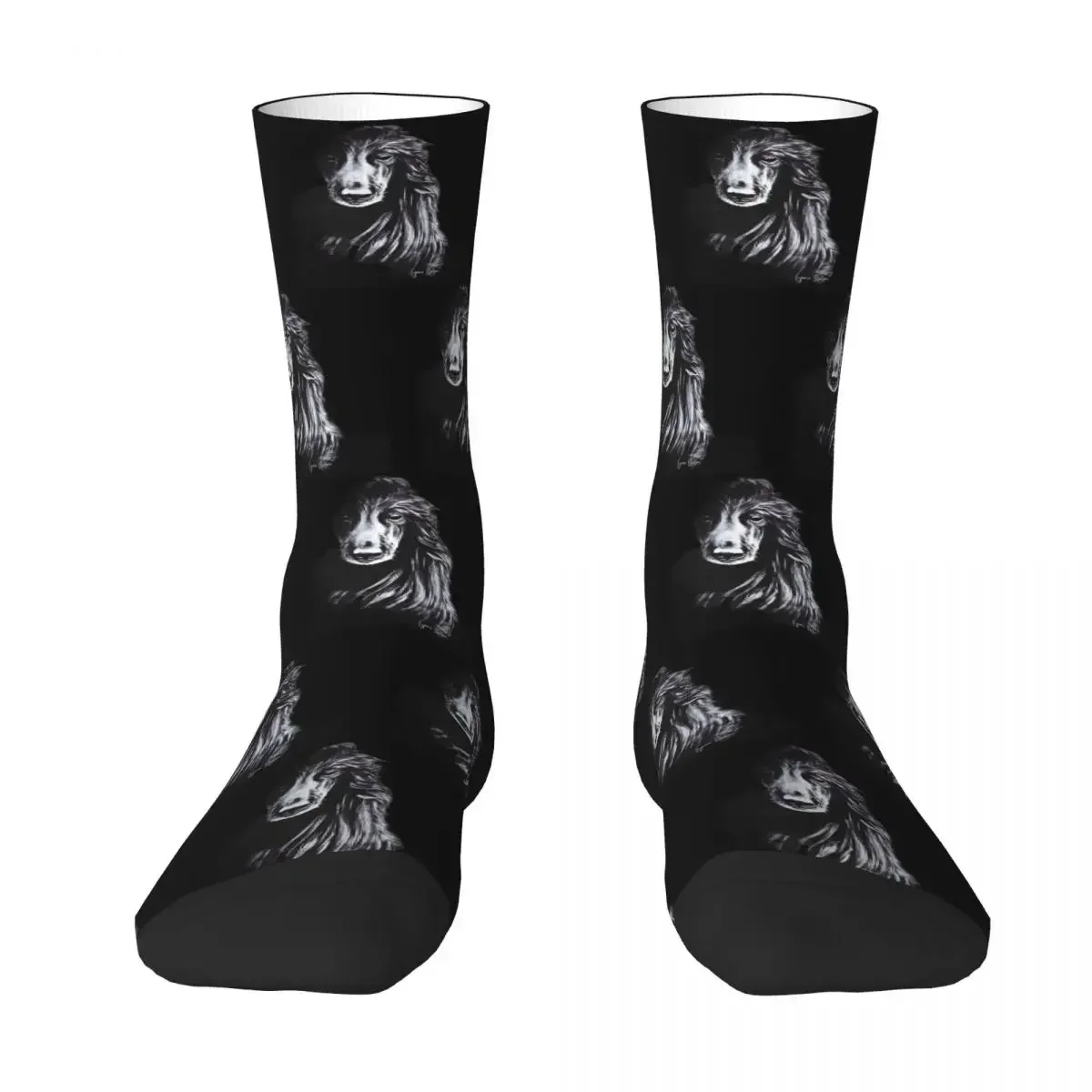 Afghan In Shadows Black Afghan Hound Socks Harajuku Sweat Absorbing Stockings All Season Long Socks Accessories for Unisex Gifts