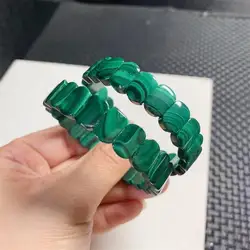12MM Natural Malachite Bangle Women Men Original Energy Meditation Healing Blue Stone Yoga Wristband Jewelry 1PCS