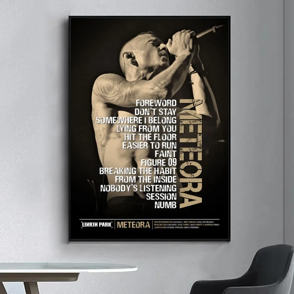 Rock Legends-C-Chester-Bennington Poster Fancy Poster Wall Sticker for Living Room Bar Vintage Decorative Painting Middle