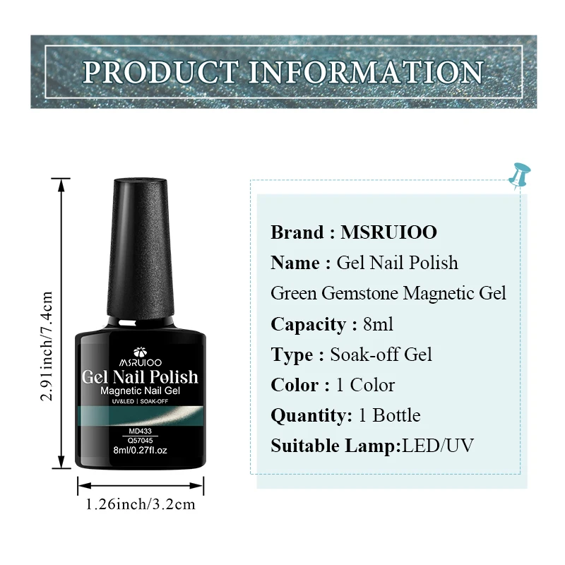 MSRUIOO 8ml gato verde oscuro esmalte de uñas de Gel magnético gema brillo Gel de remojo Otoño Invierno colección de Navidad adecuado para salón